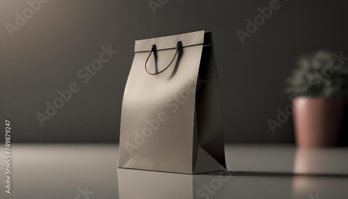 paper bag isolated with reflect floor for mockup