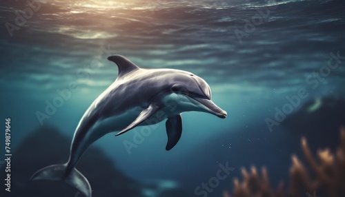dolphin in the sea or ocean under water © Wayne