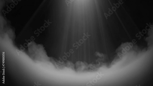 
Video, white rays of light with smoke on a black background. Background for advertising. AI generative. photo