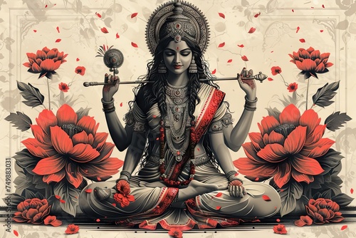 Saraswati devi, Goddess Saraswati of Knowledge, Arts and Music