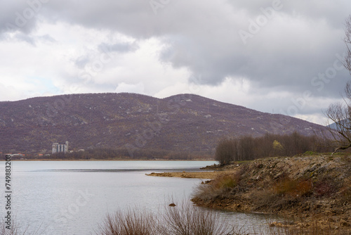 Hydroelectric power plant, an artificial lake at the foot of Velebit in Croatia