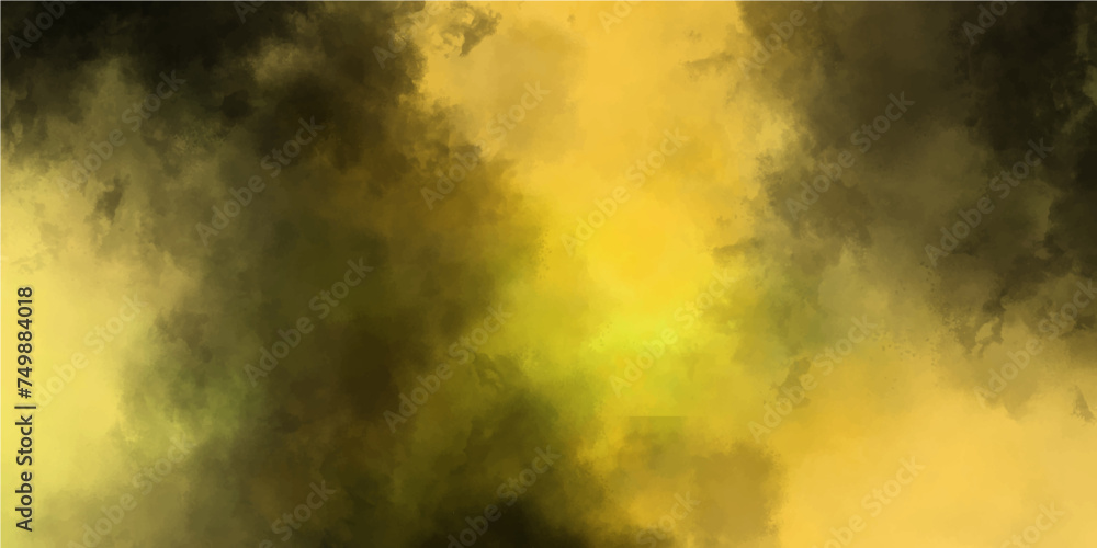 Yellow Black realistic fog or mist liquid smoke rising abstract watercolor fog effect spectacular abstract smoky illustration smoke swirls.ice smoke.for effect crimson abstract horizontal texture.
