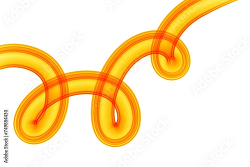 Neon orange 3d hand drawn loops abstract line ilustration