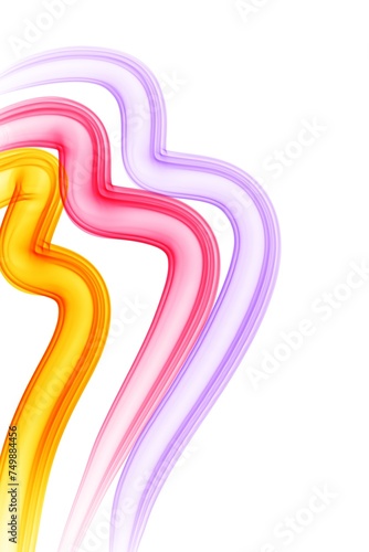 Pastel coloured 3d neon curves on white background abstract illustration