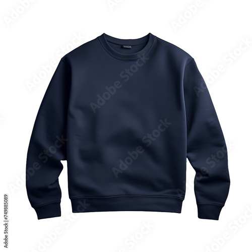 Obraz na płótnie A basic navy blue sweater with blank label isolated on transparent background, png w salonie