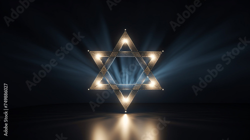 Lighting of star of David in the Sky . Minimalist style. photo