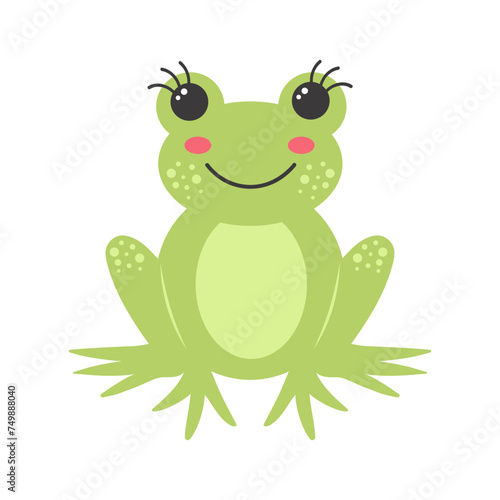 Cute frog. Cartoon flat vector illustration.