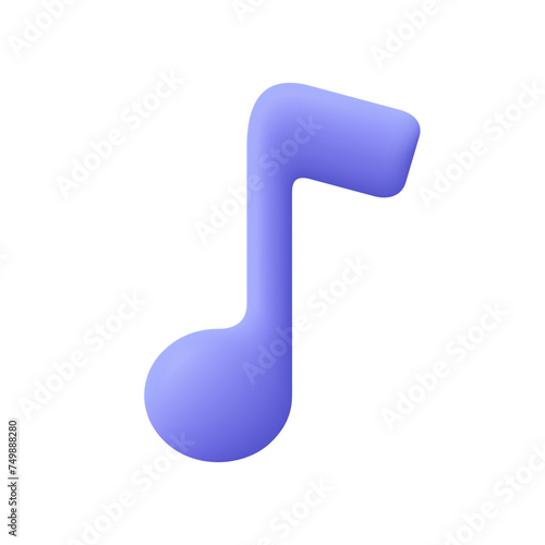 Music note. Musical sound, musical symbols, melody concept. 3d vector icon. Cartoon minimal style.