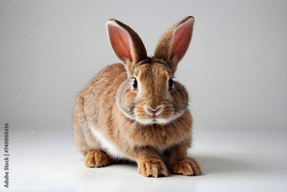 Rabbit, isolated on white, grey background. Rabbit, isolated on white, grey background.