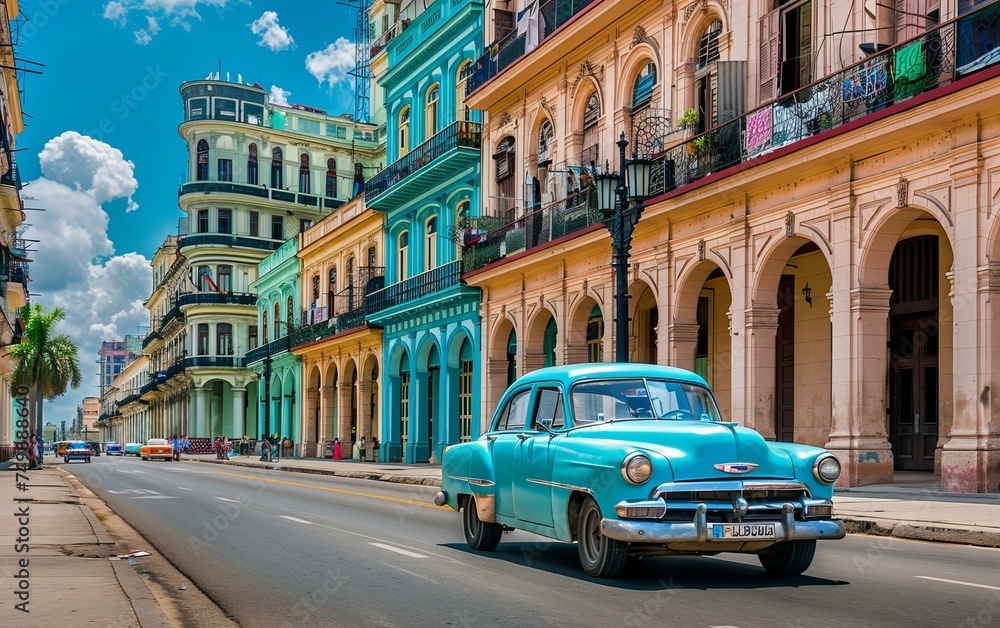 The colorful, bustling streets of Old Havana, classic cars and colonial architecture telling stories of the past 