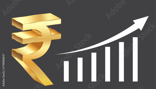 Indian economy increase bull market. indian stock market high growth.
