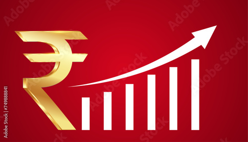 Indian economy increase bull market. indian stock market high growth.
