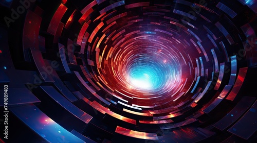 Abstract Circular Object With Red and Blue Lights