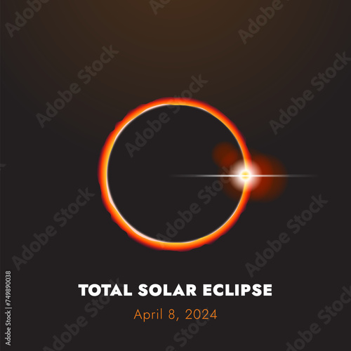 On April 8, 2024, a total solar eclipse will happen on north America. Vector illustration (ID: 749890038)