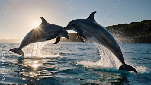cute dolphins freestanding and transparent background © Mr. Washington