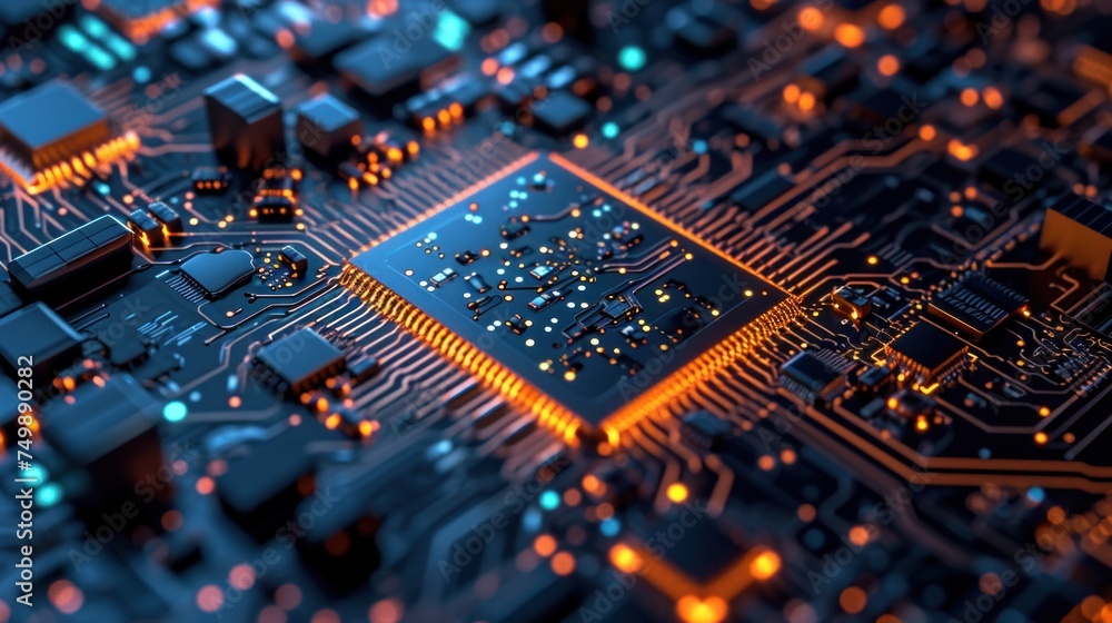 CPU chipset on circuit board. electronic circuit board, CPU chipset on circuit board. electronic circuit board,