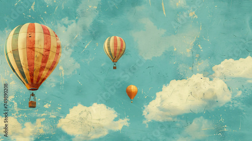Vintage colourful balloons on blue sky