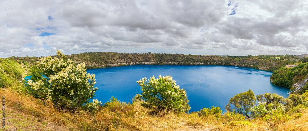 Blue Lake panorama viewed from the in Mount Gambier, South Australia