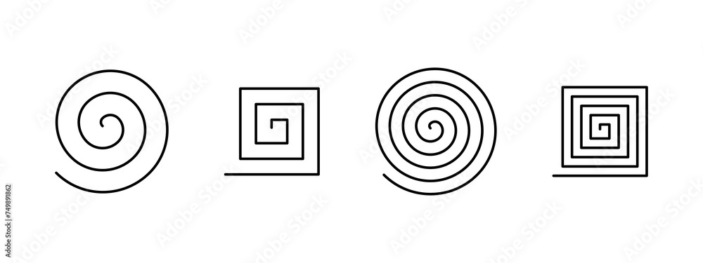 Collection of simple black spirals isolated on a white background – Set of linear spirals for minimalist designs Collection of simple black spirals isolated on a white background – Set of linear spirals for minimalist designs