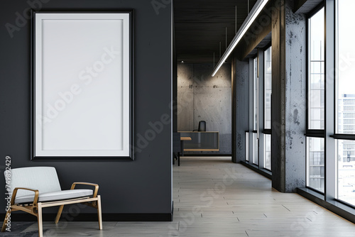 A blank frame on a wall in a modern office © grey