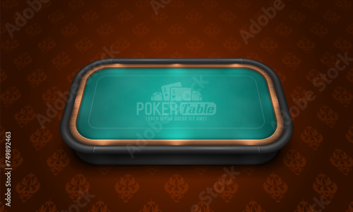 Poker table with blue cloth. Vector illustration.