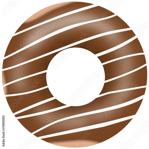 chocolate donut with milk cream isolated on white