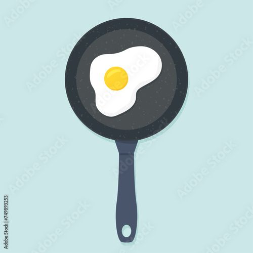 fried egg on a frying pan- vector illustration
