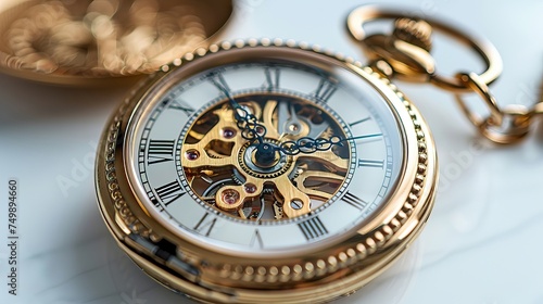 Pocket watch, showcasing the detailed mechanics and elegant design of traditional horology."