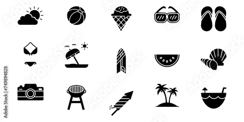 summer glyph set icons