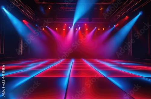 Empty nightclub in multicolored lighting