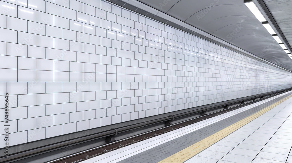 Fototapeta premium white subway tile wall with empty space