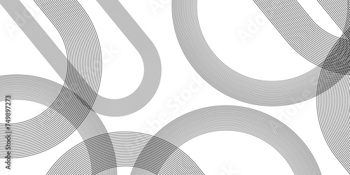 Abstract background with black lines and white background design Geometric design with dynamic on white background in concept, wave. circle shapes design 