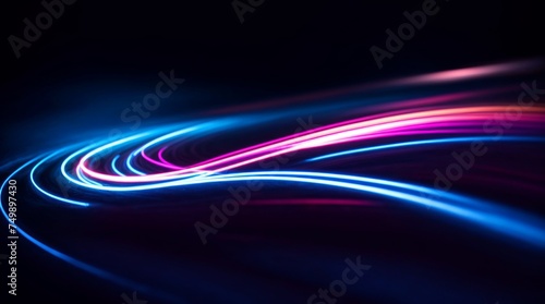 Intense neon curves bending and flowing against a dark background, hinting at liveliness 