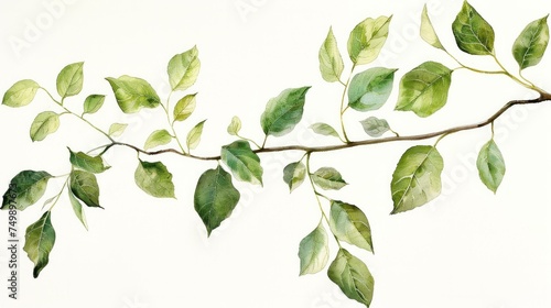 Craft a serene watercolor collection of vintage leaves and branches  AI Generative