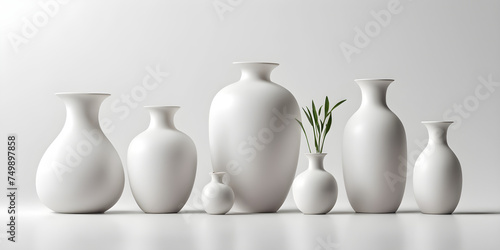 flat logo vector realistic minimalistic vases of various size and shape for modern room interior vector illustration white background