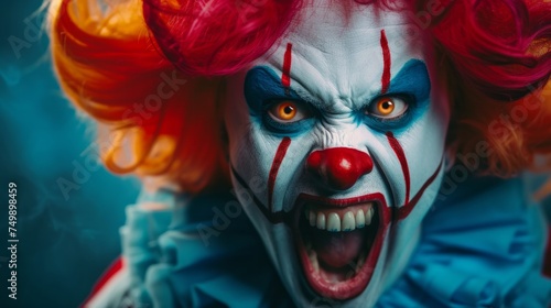 Screaming evil clown portrait, AI Generative photo