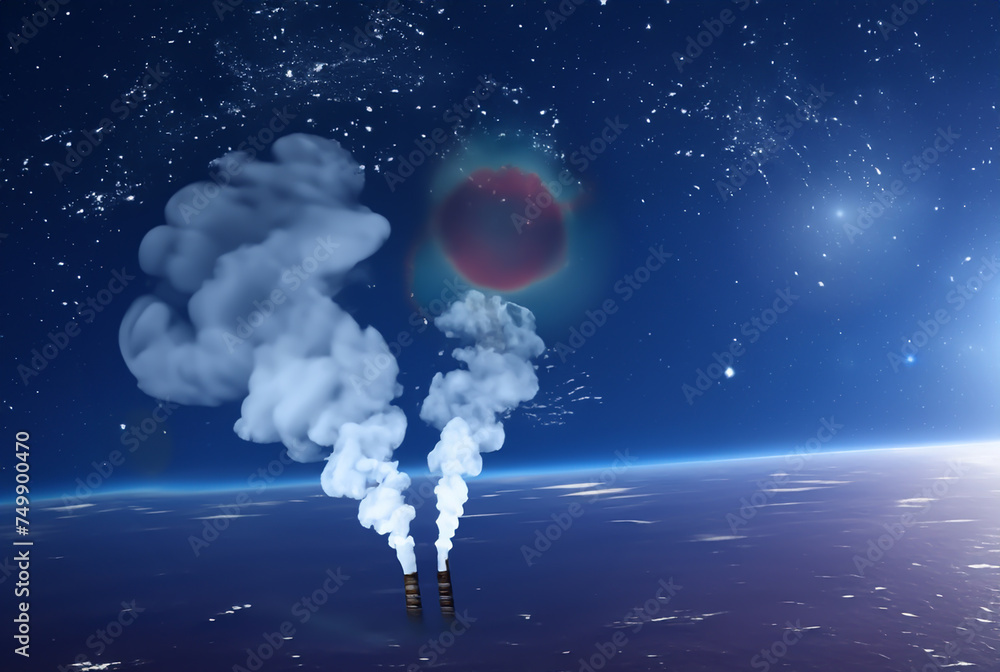 Ozone depletion. Ozone layer and ozone hole. Carbon dioxide released