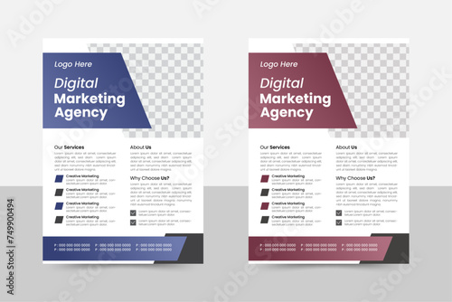 a bundle of 2 templates of different colors a4 flyer template, modern business flyer template, abstract business flyer and vector template.