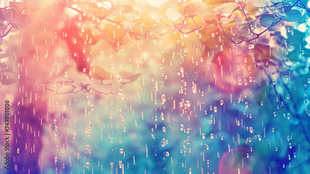 Obraz premium Rainbow Rain: A Pastel Celebration of Nature