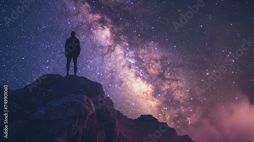 An astronomer gazing up at the stars, exploring the mysteries of the universe with wonder and fascination — Creation and development, achievements and success, love and joy