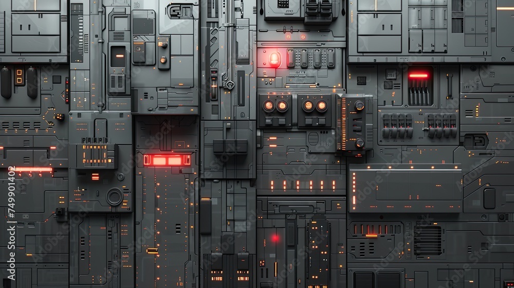 Fototapeta premium Intricate tech panel showcasing advanced machinery. Generative AI