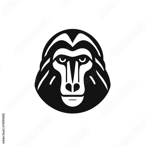 Mandrill Head Front View  Logo Icon Simple and Clean
