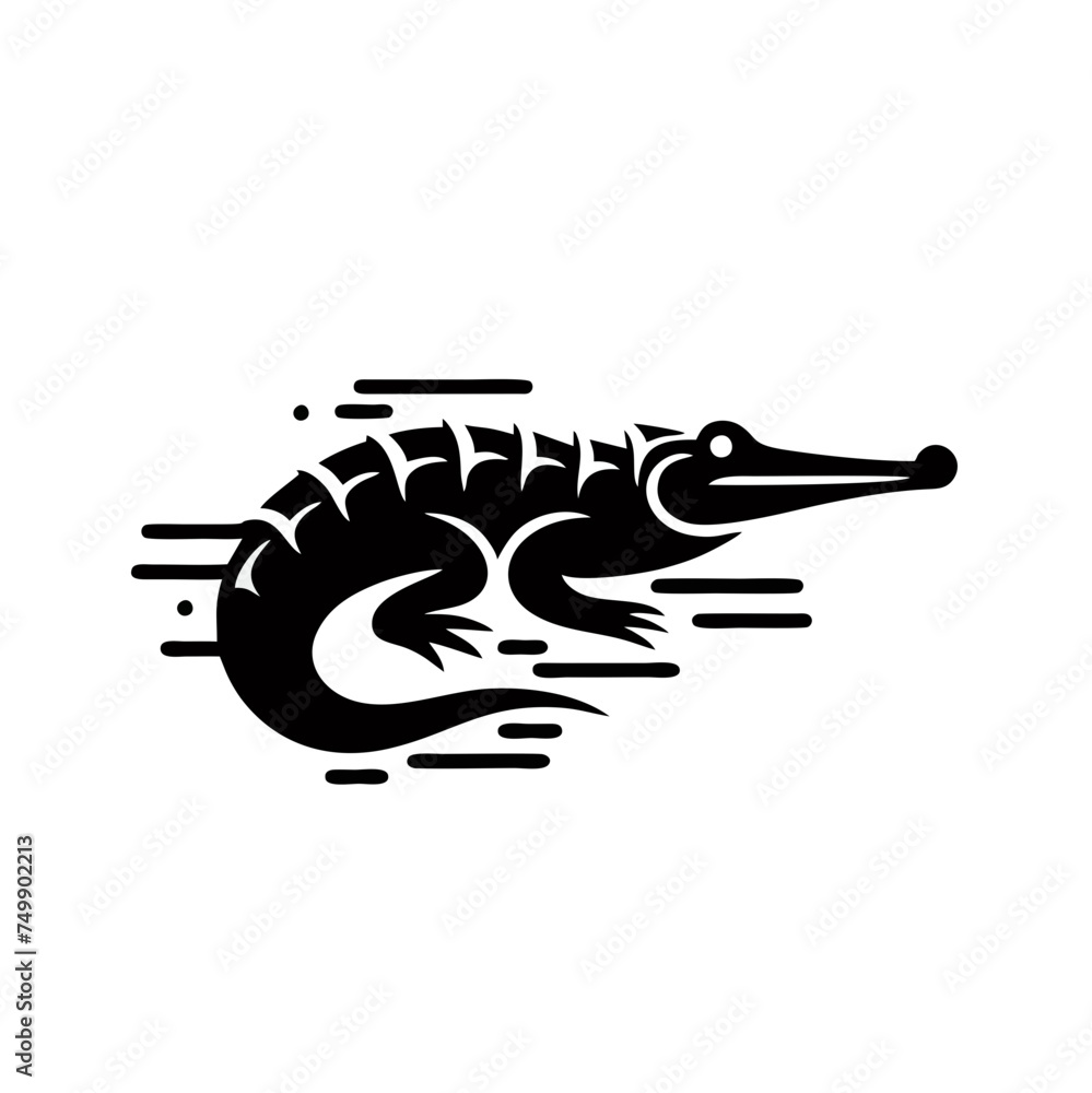 Gharial Dragon Simple and Clean Logo Icon Symbol