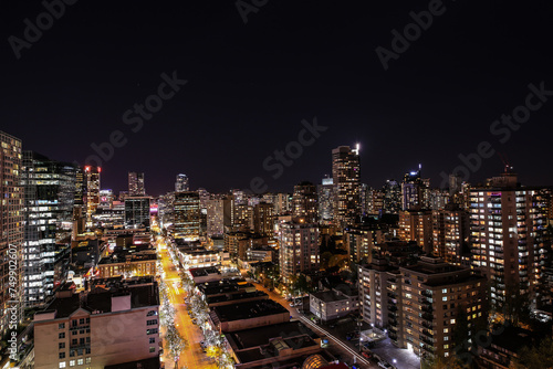 aerial view or the famous Robson Street in Vancouver by night © Marcel