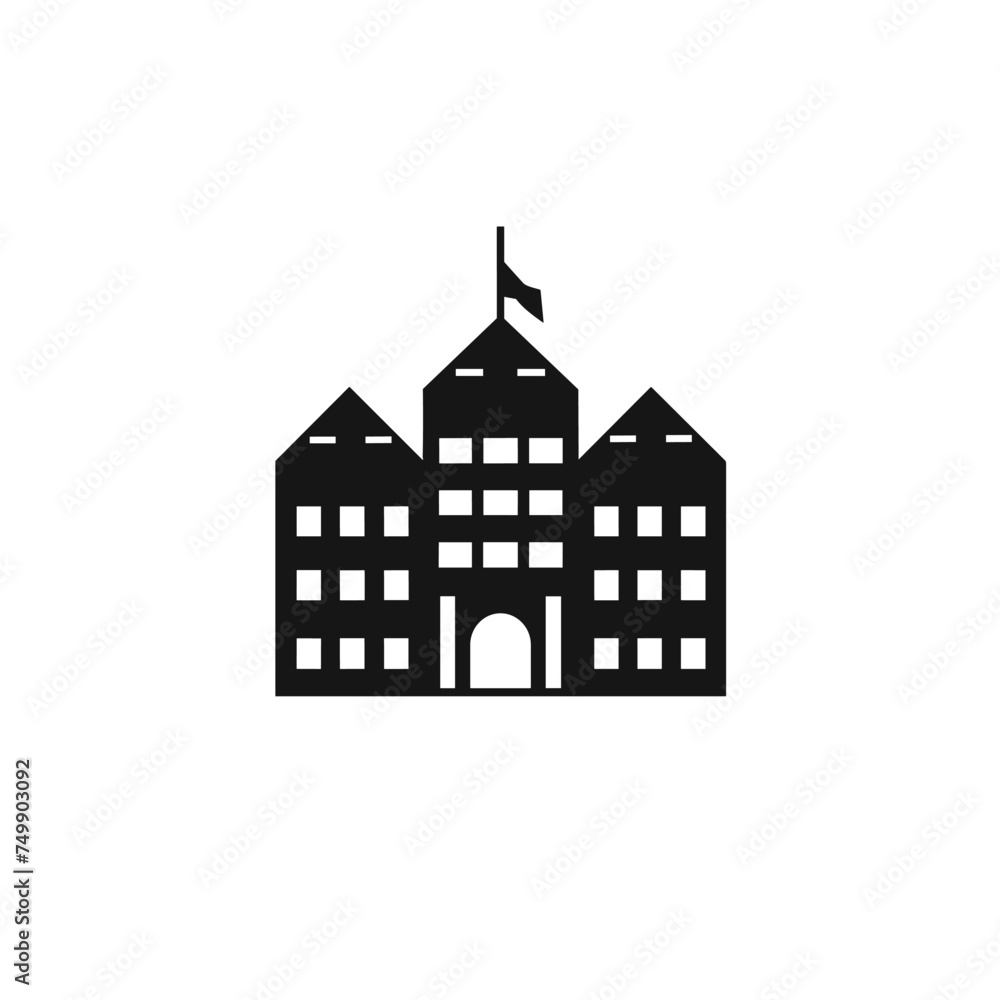 Vector line icon for flat. Premium icon. Building icon. Portugal concept. Mosque, Building icon. Townhall building vector solid icon style illustration. Building bussines centre icon.