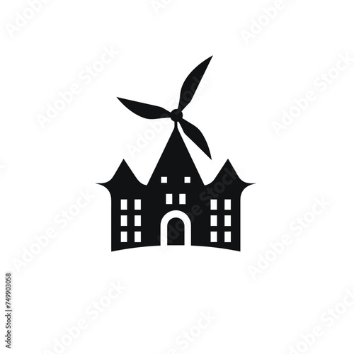 Boho style architecture flat illustration. Silhouette icon castle. Castle logo design Vector Template. Medieval castle line icon. Silhouette symbol. Islamic mosque building symbol, logo illustration.