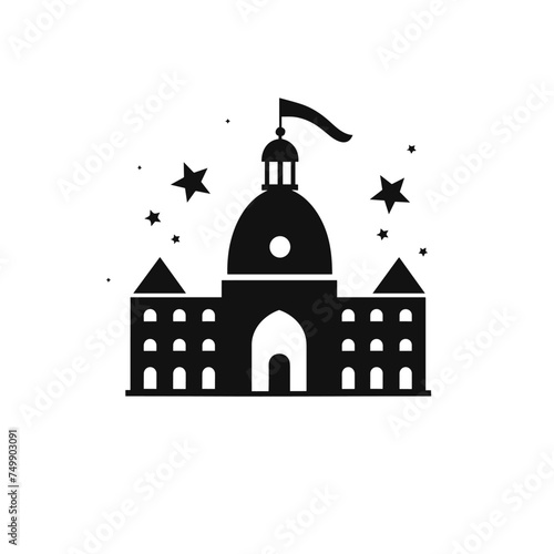 Police Station icon in vector. House haunted. Hotel  building line icon design vector template. University icon in vector. EPS10. Hotel icon design, outline style, vector eps10. Line design template.