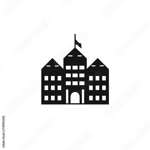 Vector line icon for flat. Premium icon. Building icon. Portugal concept. Mosque, Building icon. Townhall building vector solid icon style illustration. Building bussines centre icon. photo