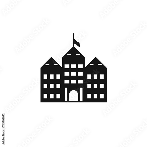 Vector line icon for flat. Premium icon. Building icon. Portugal concept. Mosque, Building icon. Townhall building vector solid icon style illustration. Building bussines centre icon.