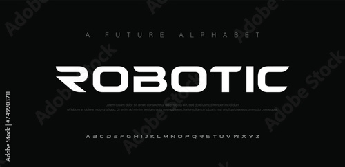 Creative modern technology alphabet fonts. Abstract typography urban sport, techno , fashion, digital, future creative logo font. vector illustration photo